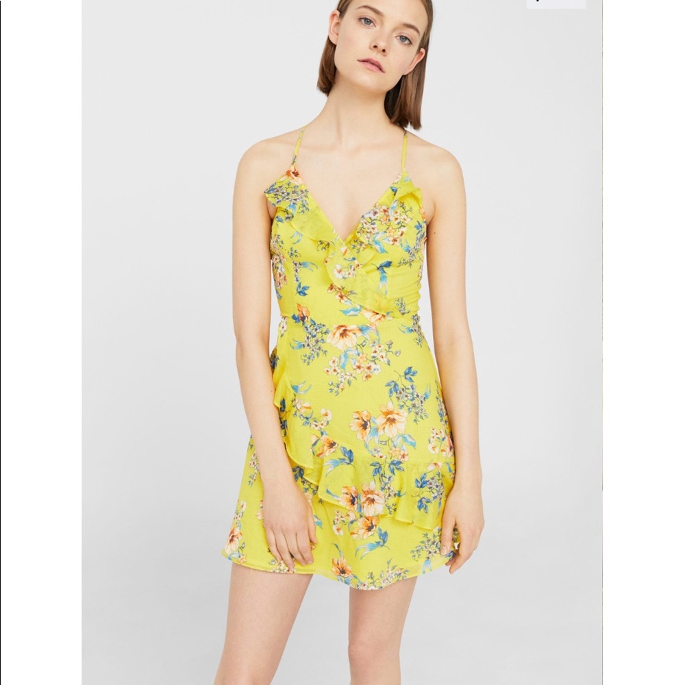 Mango yellow flower print dress